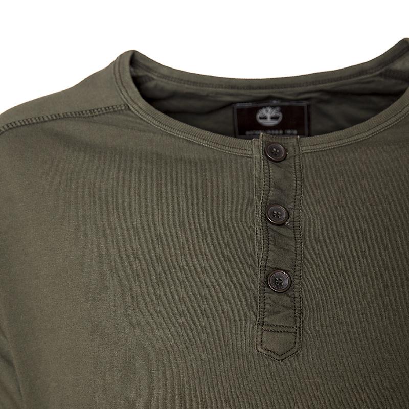 Timberland-Remera-Remera Henley LS Blue Hill River Solid SN